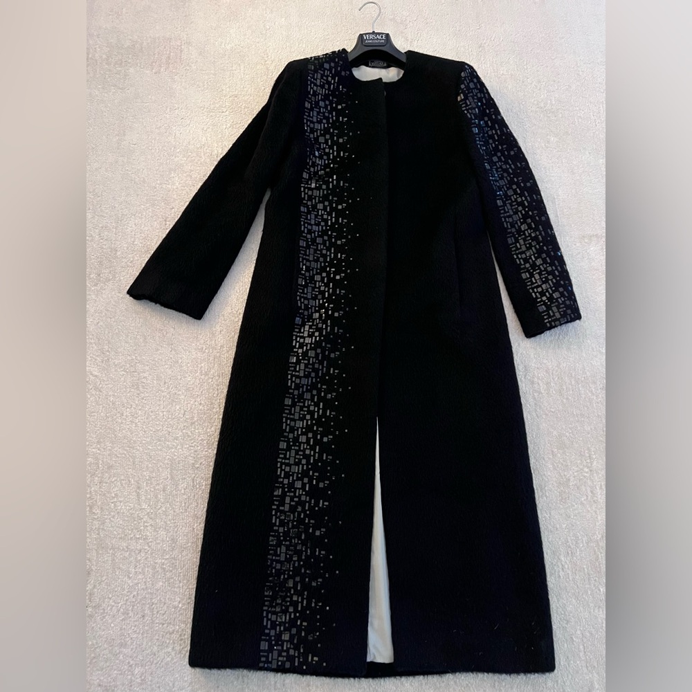 Gianni Versace Couture Maxi Coat with embellishment and button closure
